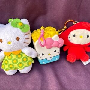 Hello Kitty Sanrio French Fry SQUISHY Kidrobot plush bag Collectibles bundle = 3